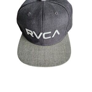 RVCA snap back trucker ball cap wool blend adjustable grey logo light wear OS